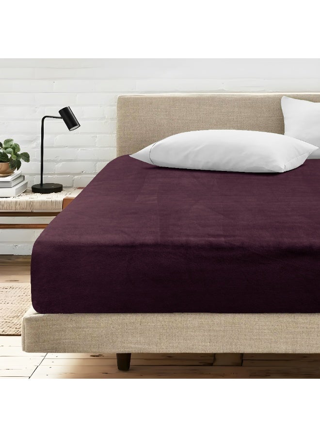 Morano Viva Luxury Velvet Fitted Sheet – Queen (160x200x25cm) – Ultra-Soft 100% Microfiber Bedding with All-Around Elastic & Easy-Fit Side Labels – Breathable & Wrinkle-Resistant (Burgundy) - Image 1